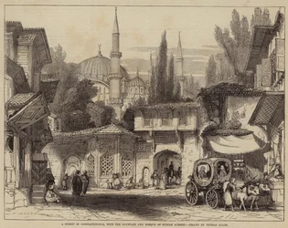 A Street in Constantinople, with the Fountain and Mosque of Sultan Achmet